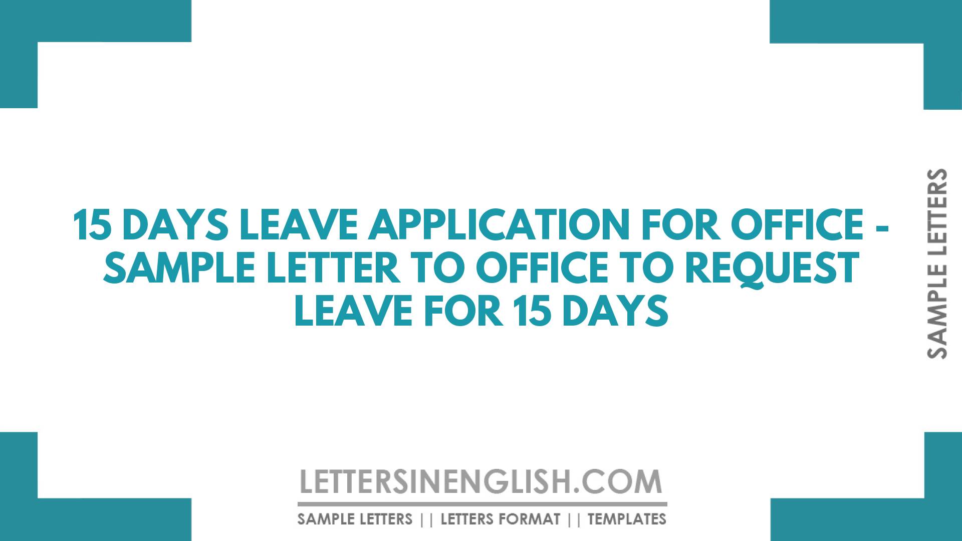 application letter 15 days leave