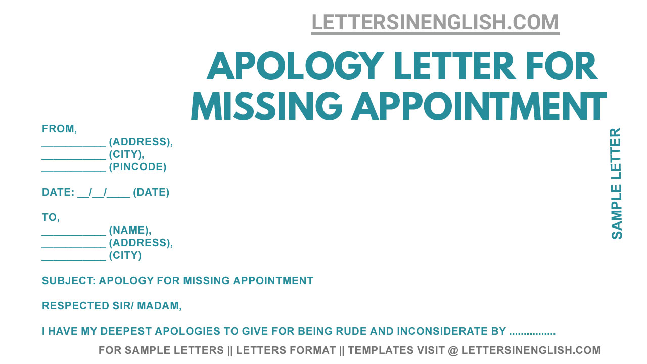 Apology Letter For Missing Appointment Sample Letter Of Apology For 