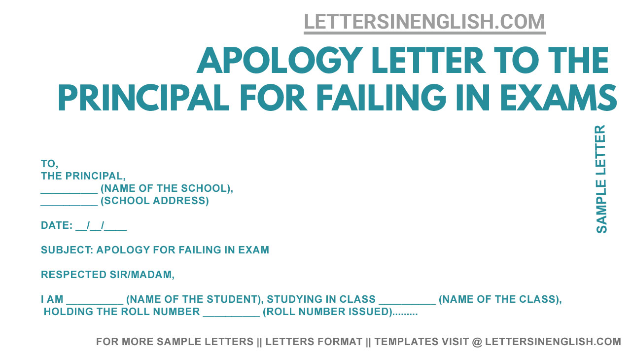 Apology Letter to Principal for Failing in Exam Sample Apology Letter