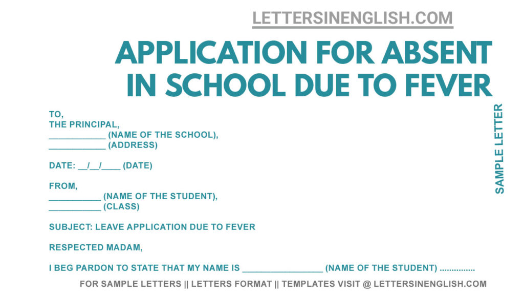 Application to the Principal for Not Giving Exam in School - Sample ...