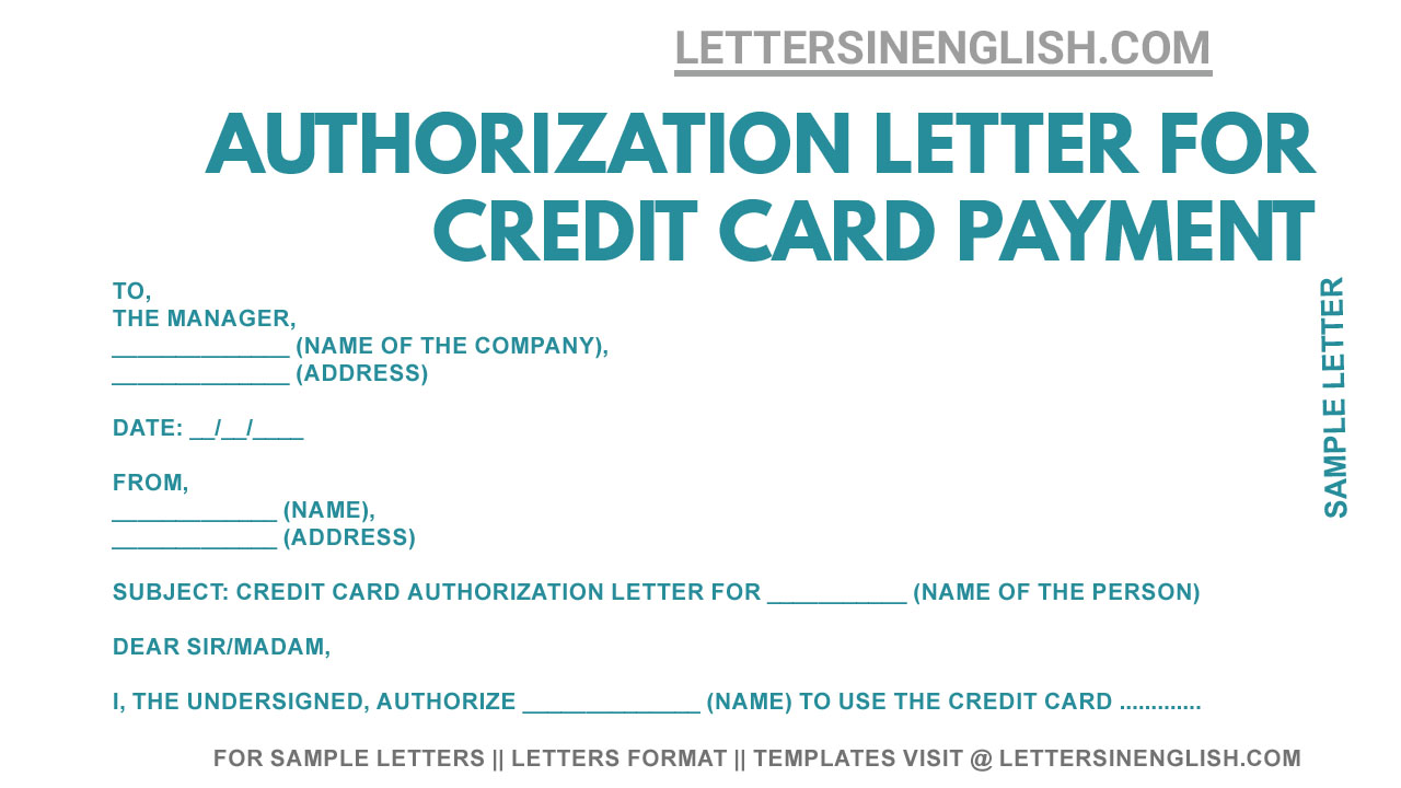 Authorization Letter To Use Credit Card 1733