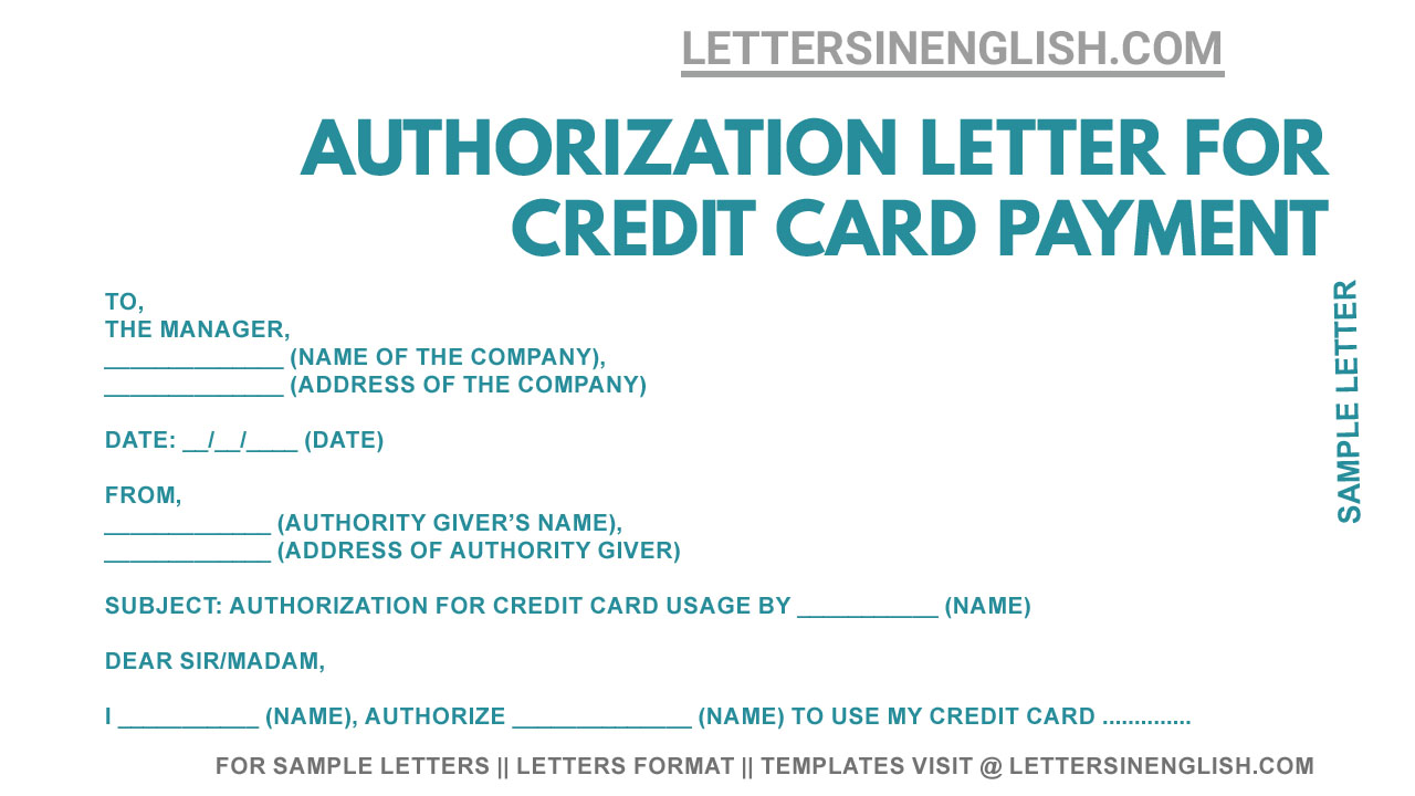 Authorization Letter For Credit Card Payment Authorization Letter For Credit Card Use 2866