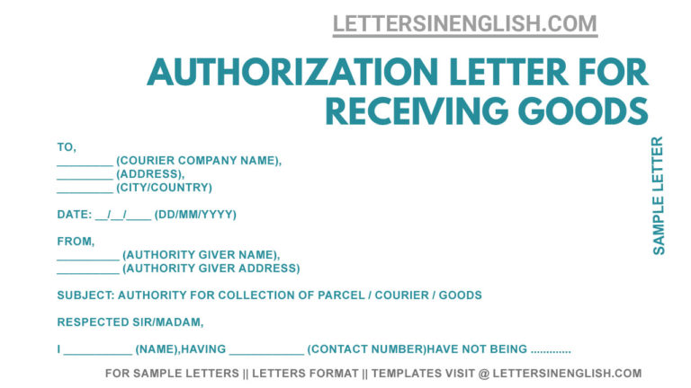 Authorization Letter To Courier Company For Receiving A Package ...