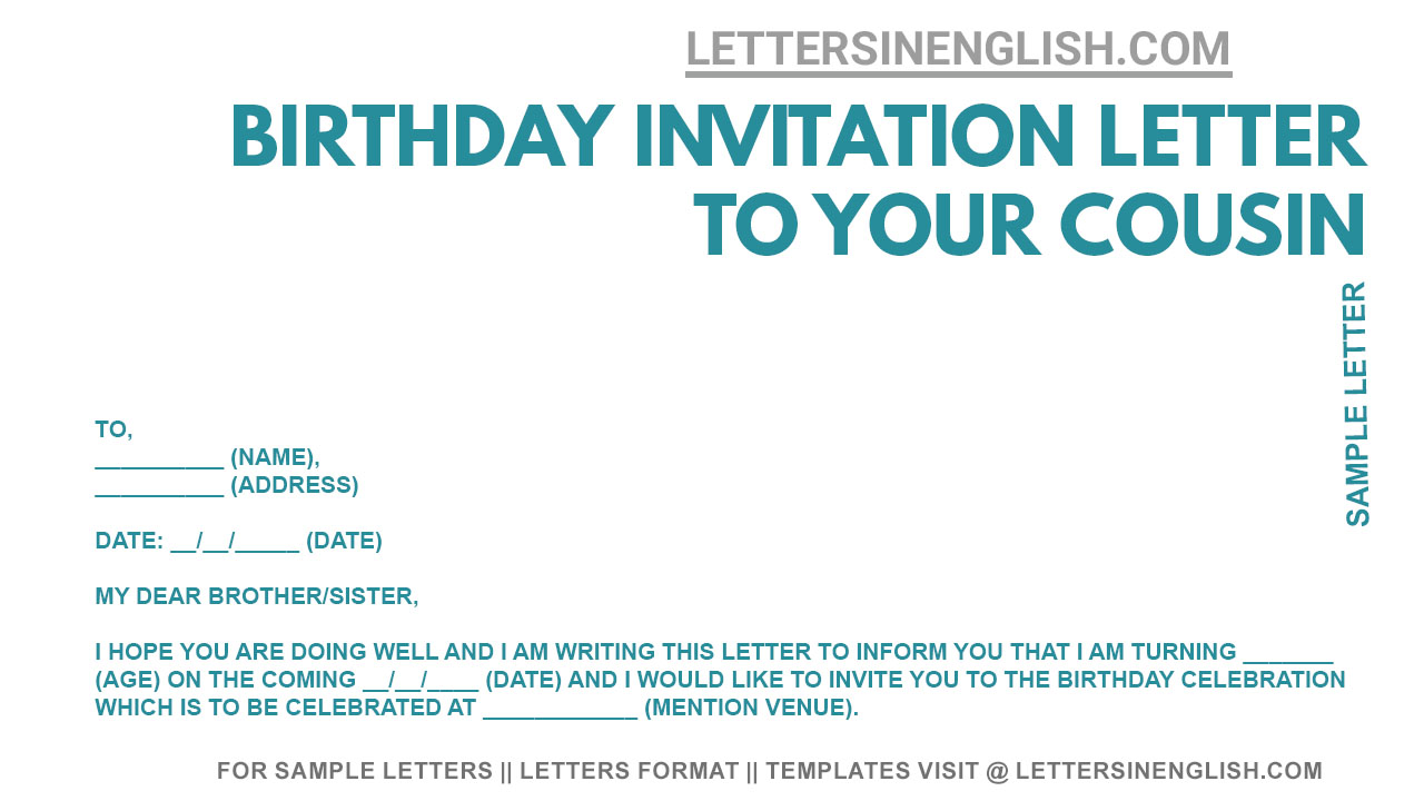 Birthday Invitation Letter To Friend Sample Invitation Letter To 