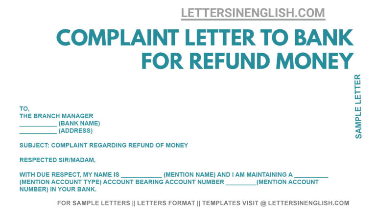 Sample Letter For Refund Of Money From Insurance Company | Request ...