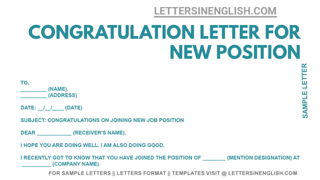 Congratulation Letter for New Position - Sample Letter to Congratulate ...