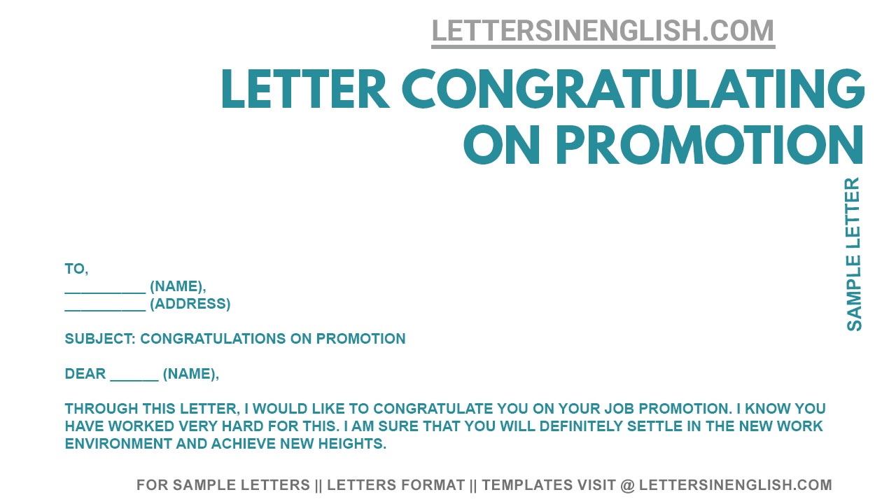 Congratulations Letter On Promotion - Sample Letter Congratulating On ...