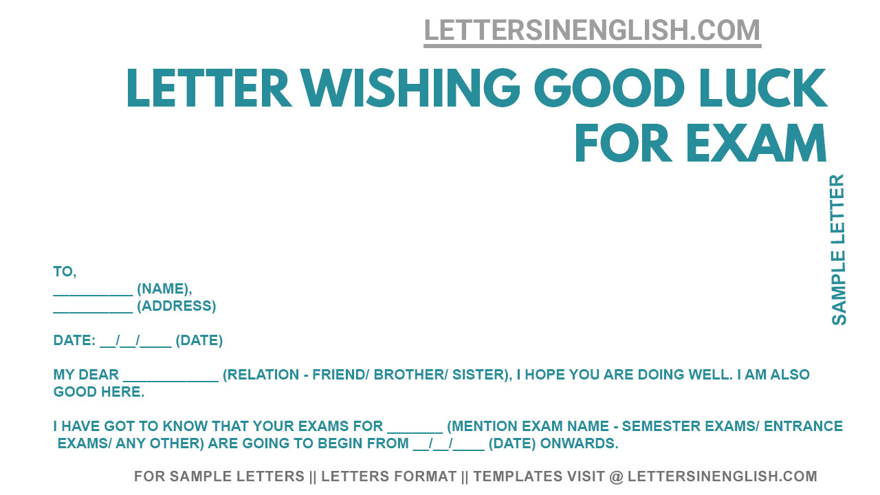 Letter To Wish Good Luck For Exams