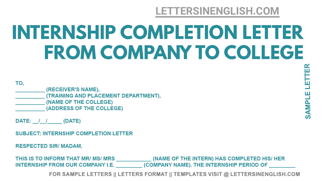 Internship Completion Letter From Company To College Sample Letter Of 