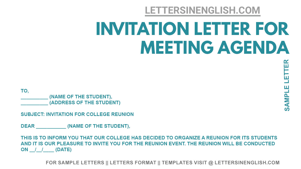 Invitation Letter For Meeting With Agenda Sample Letter To Invite For 