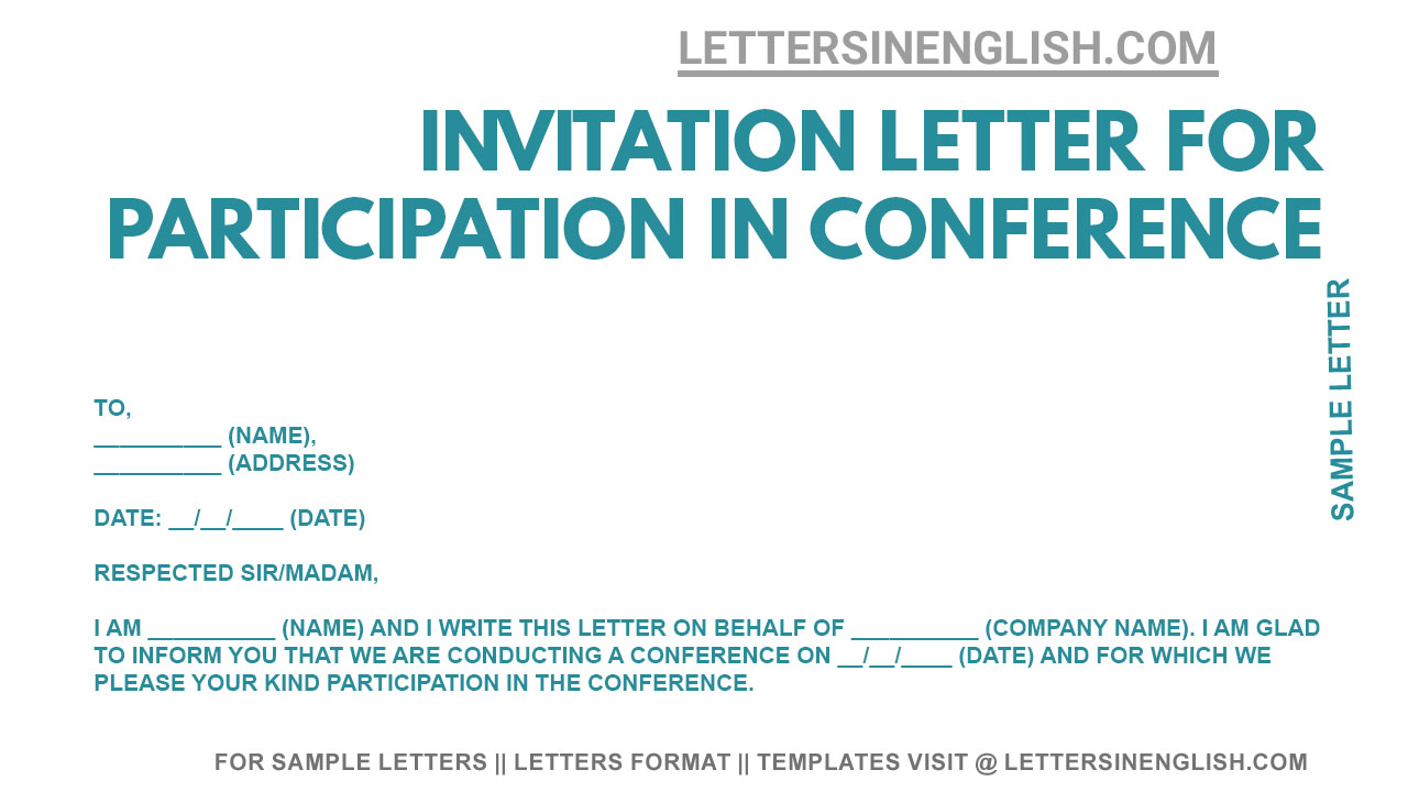 Invitation Letter For Participation In Conference Sample Invitation 