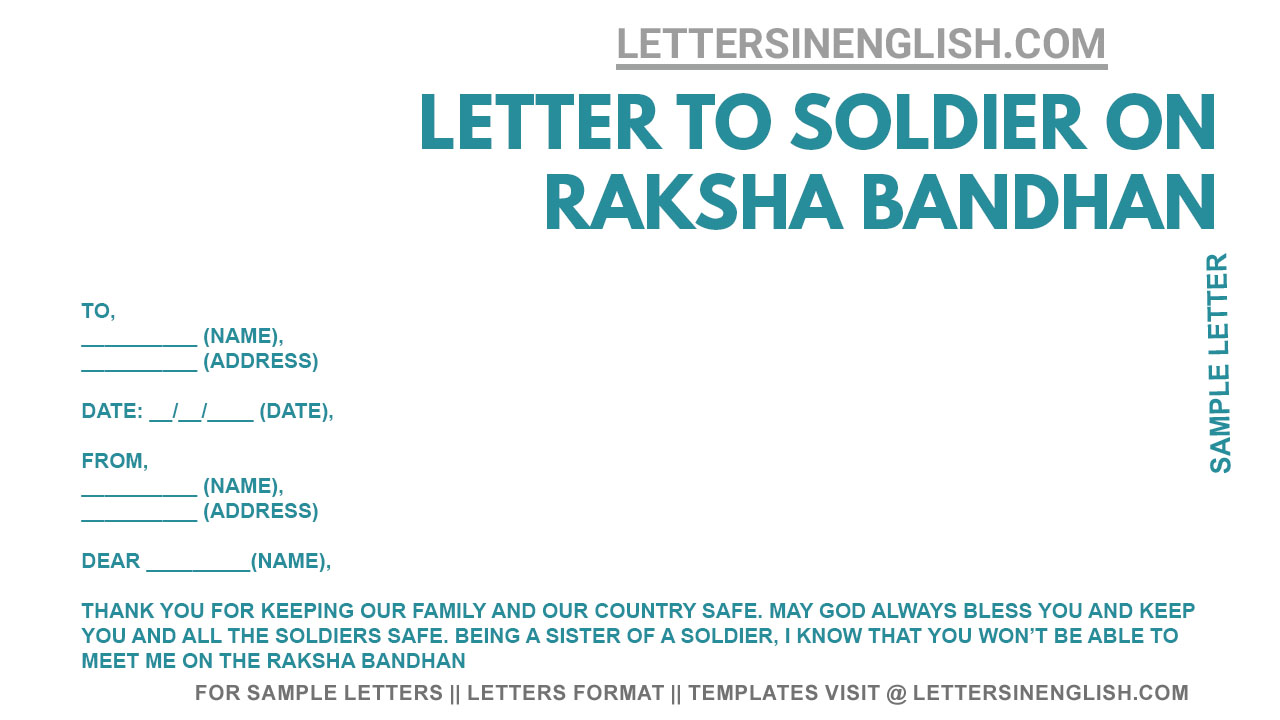 Letter to Soldier on Raksha Bandhan Sample Raksha Bandhan Letter to