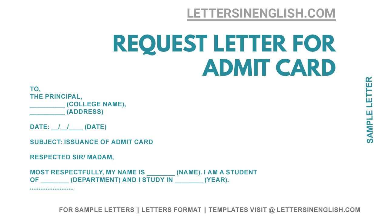 Request Letter for Admit Card - Sample Letter for Issuance of Admit ...