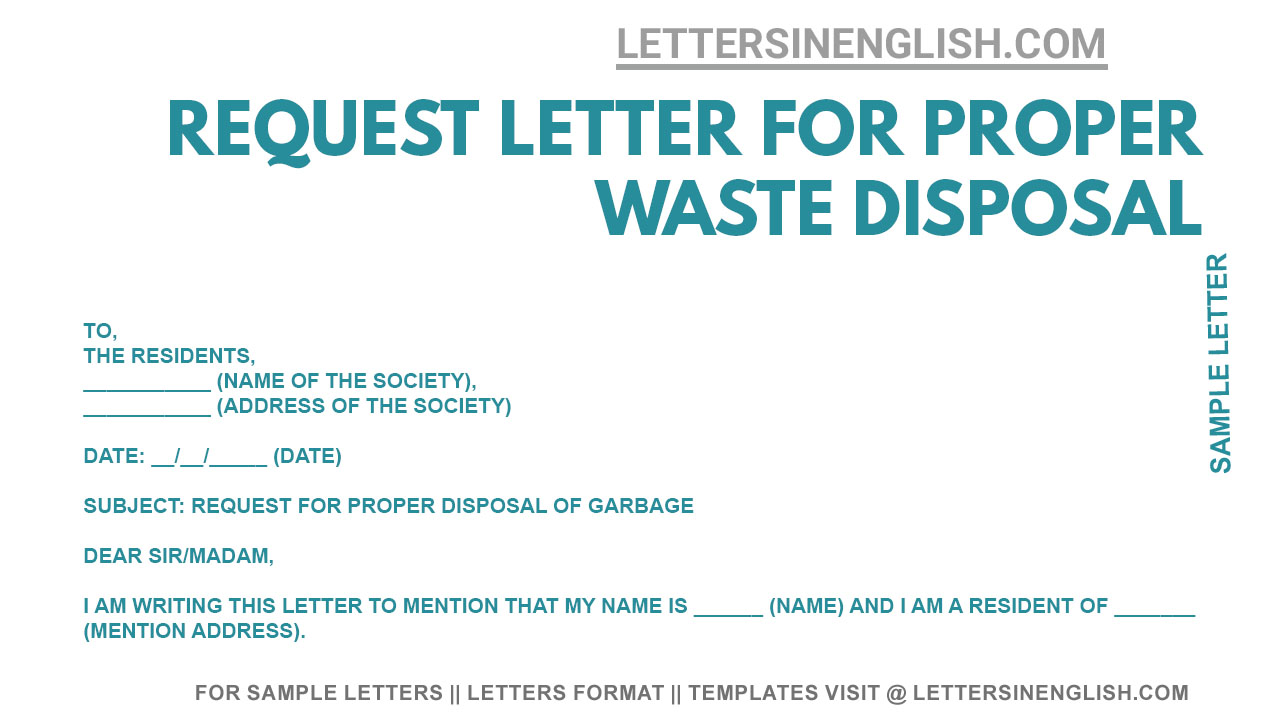 Request Letter For Proper Waste Disposal Sample Letter Requesting For 