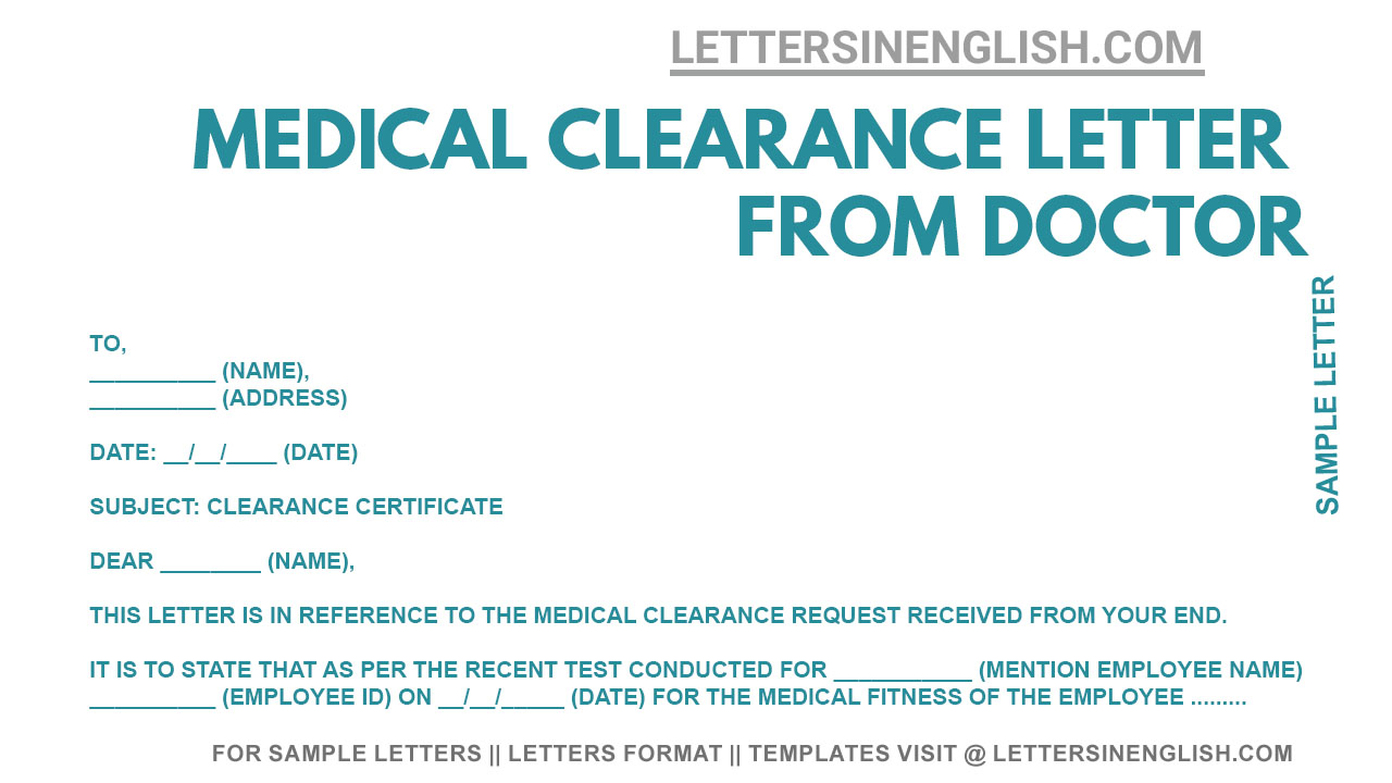 Sample Clearance Letter from Doctor Clearance Letter from Doctor