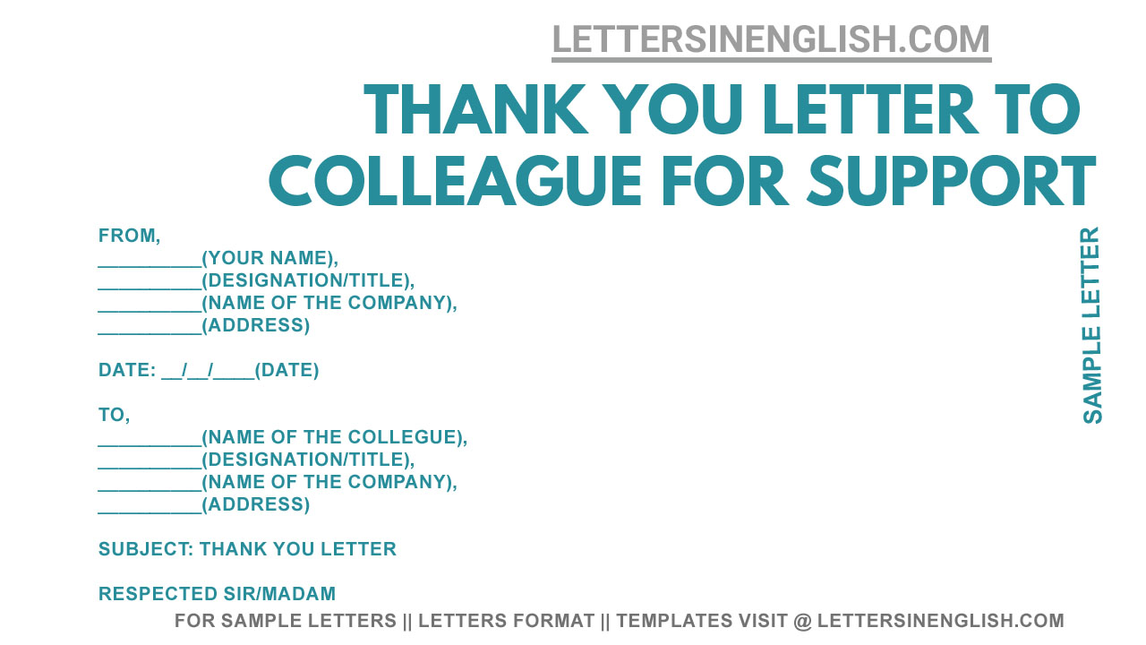 Thank You Letter To Colleague For Support - Sample Thank You Letter To ...