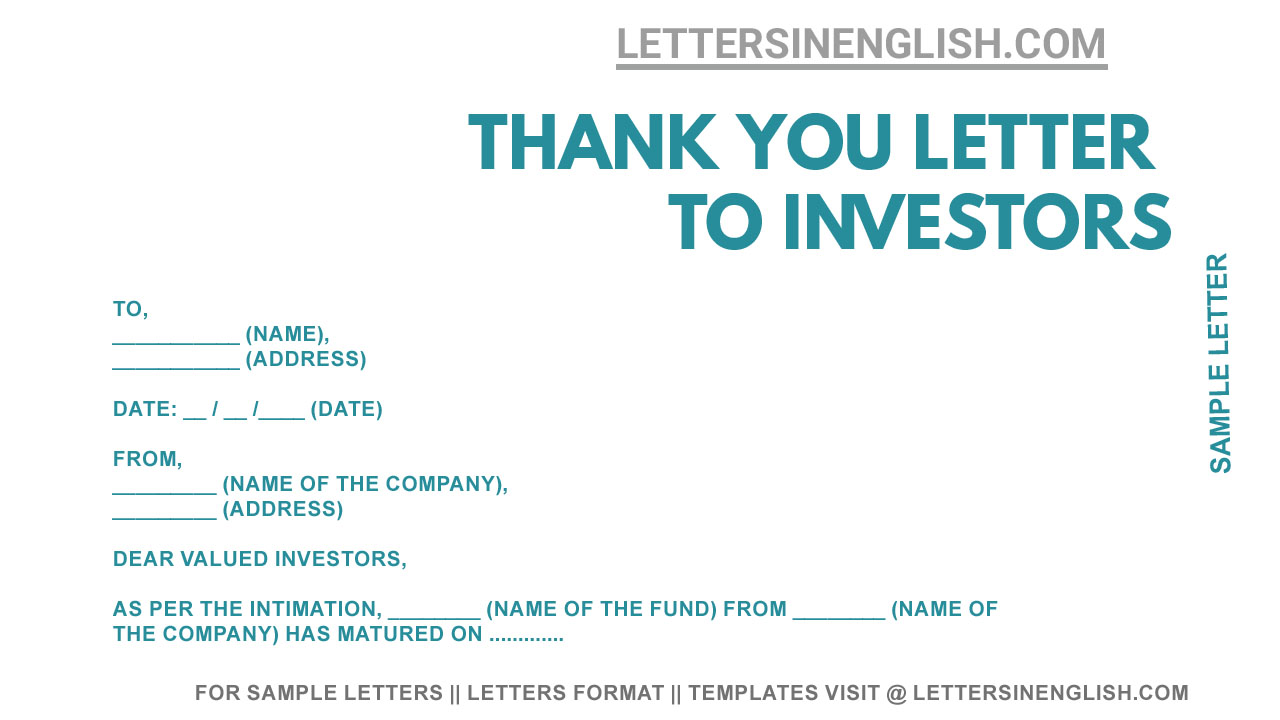 Thank You Letter To Investors - Letters in English