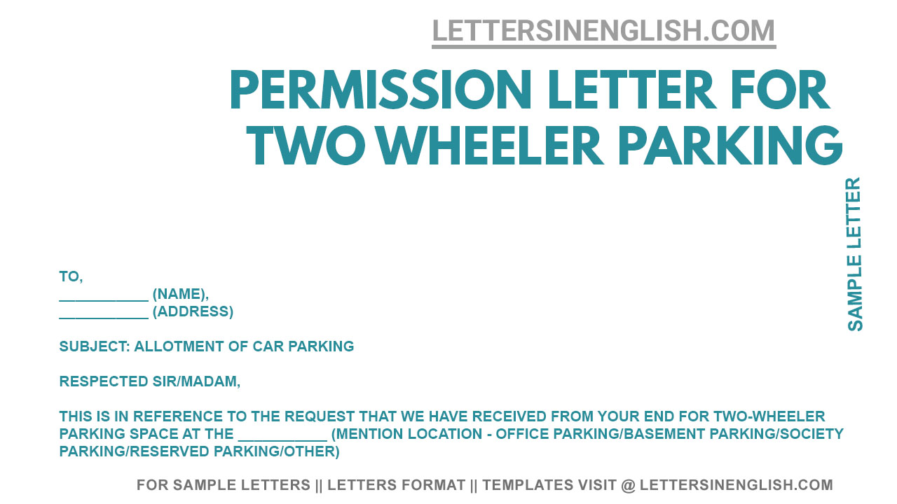 Two Wheeler Parking Permission Approval Letter Sample Letter of