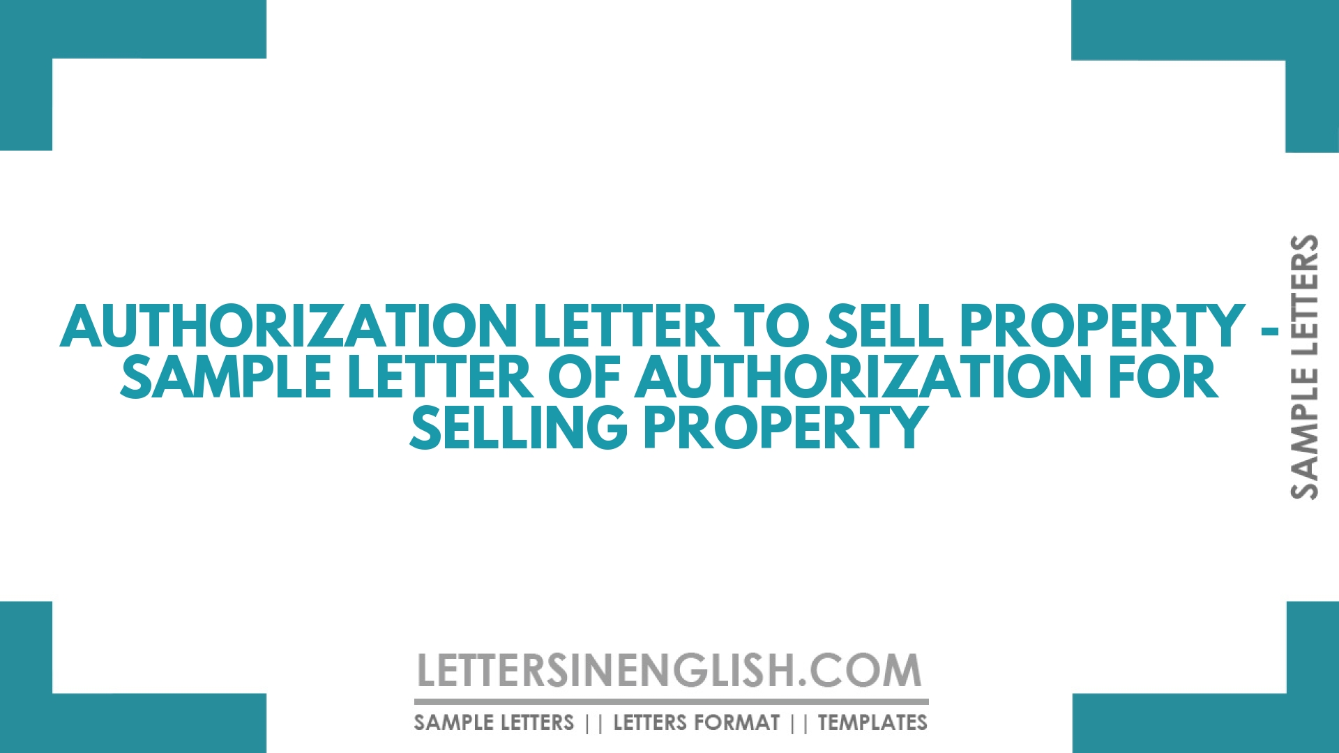 Authorization Letter To Sell Property Sample Letter Of Authorization For Selling Property 6289