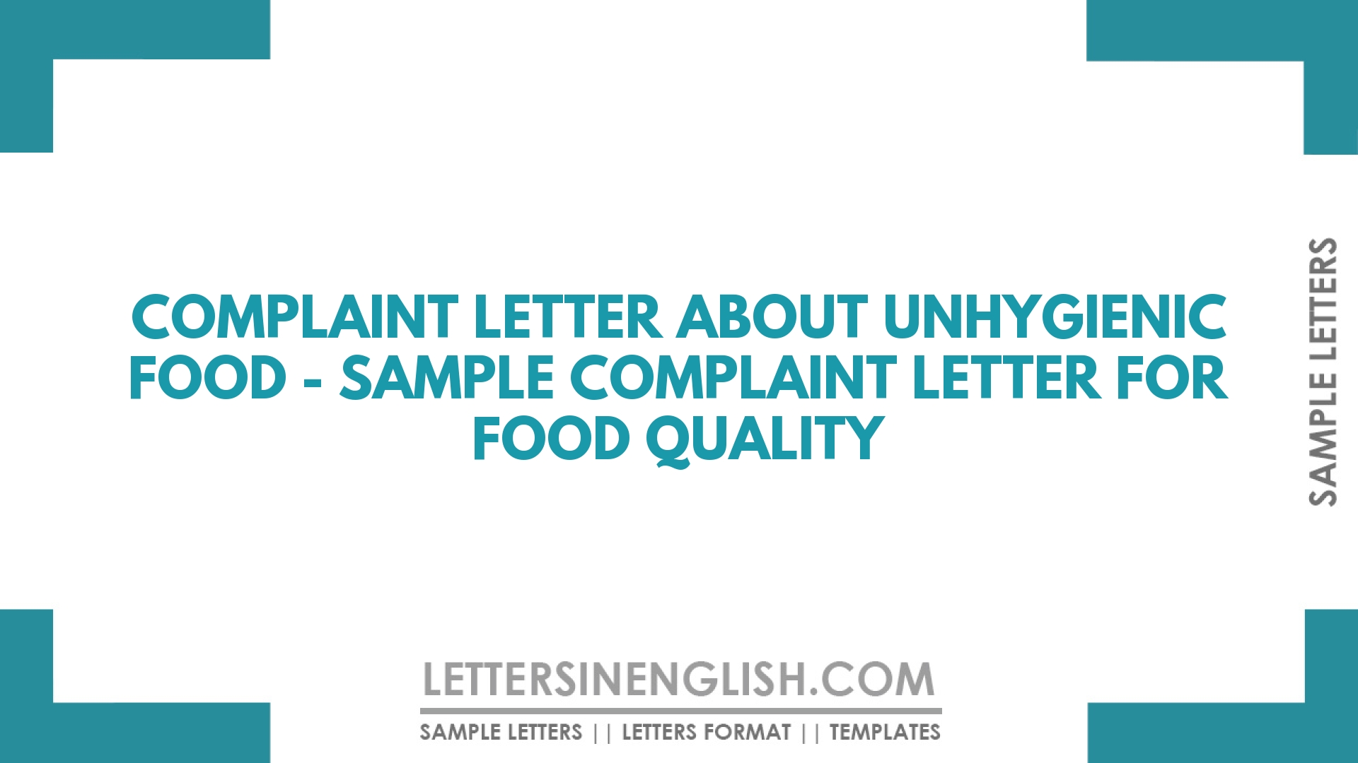 Complaint Letter About Unhygienic Food - Sample Complaint Letter for Food Quality - Letters in English