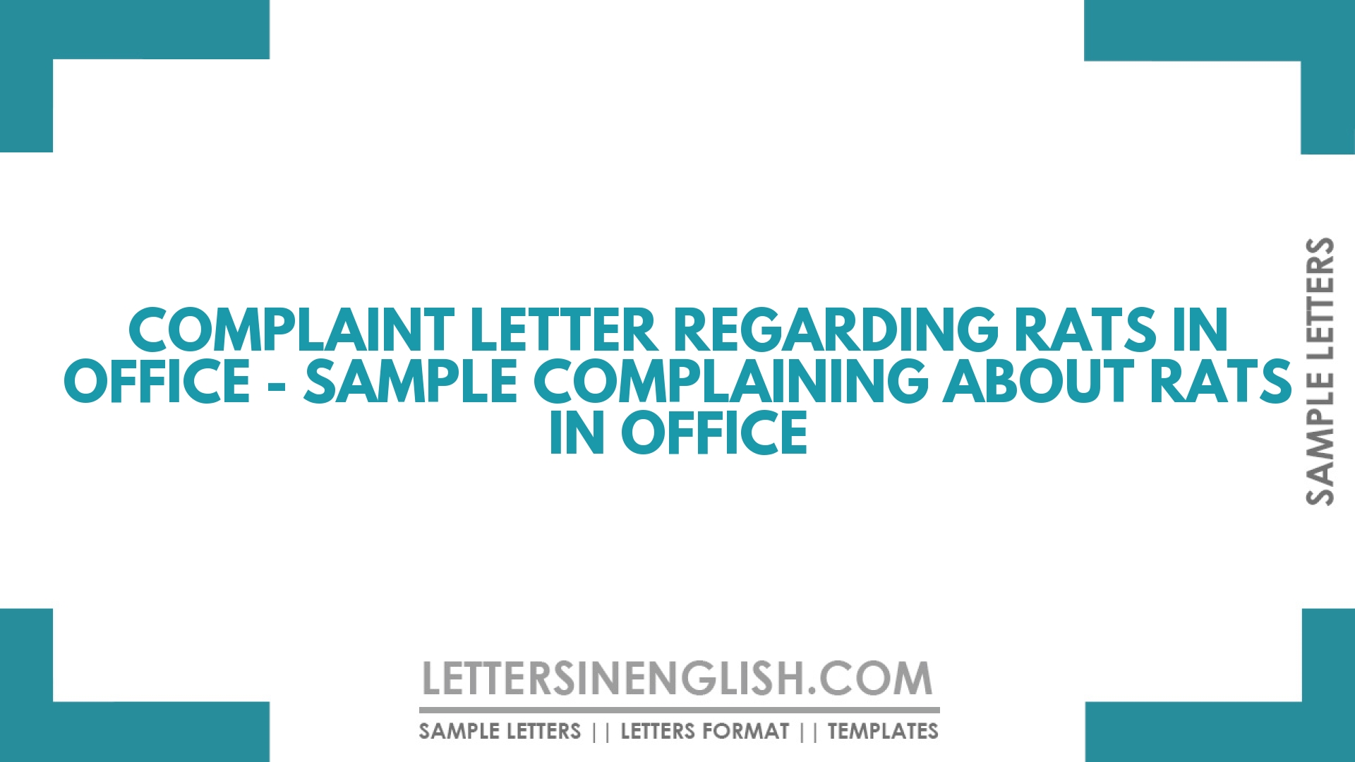 Complaint Letter Regarding Rats In Office - Sample Complaining About ...