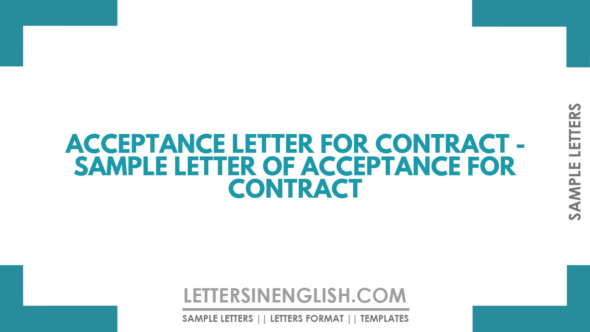 Acceptance Letter For Contract - Sample Letter Of Acceptance For ...