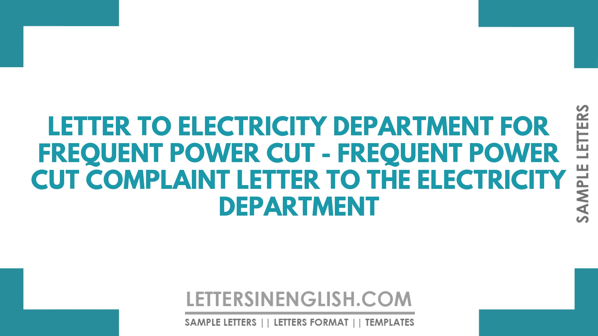 Letter to Electricity Department for Frequent Power Cut - Frequent ...