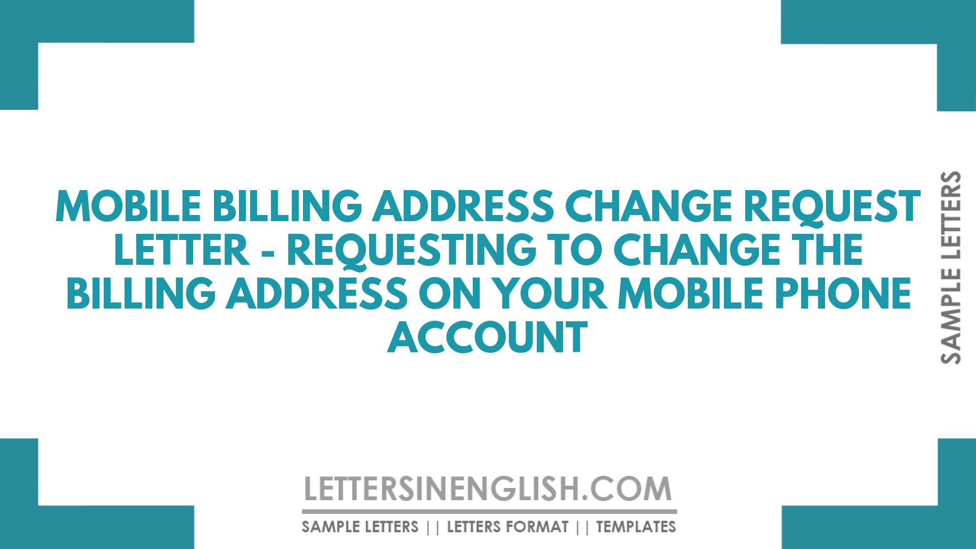 Request Letter to Update Billing Address for Phone Connection ...