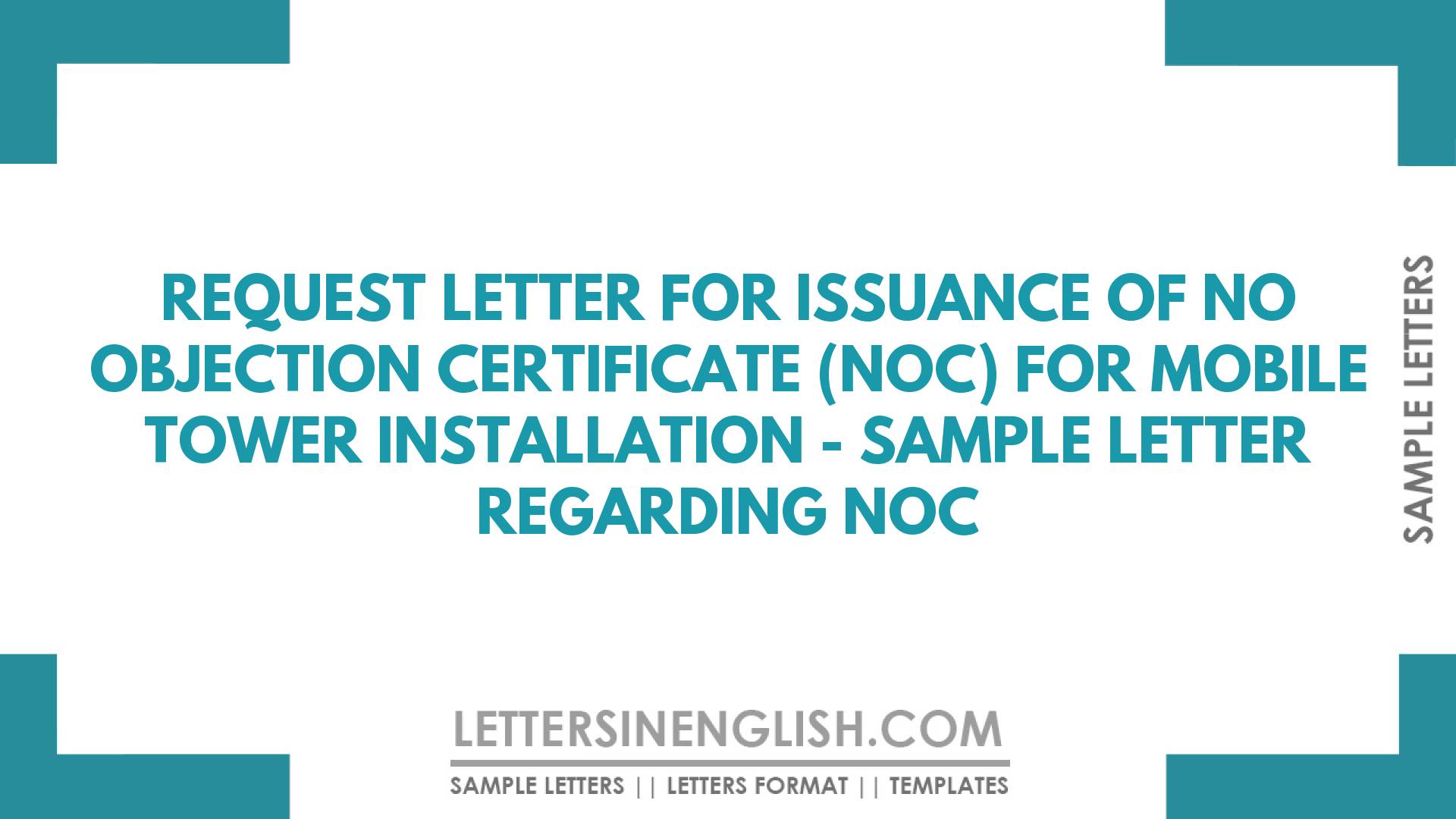 Request Letter For Issuance Of No Objection Certificate (NOC) For ...