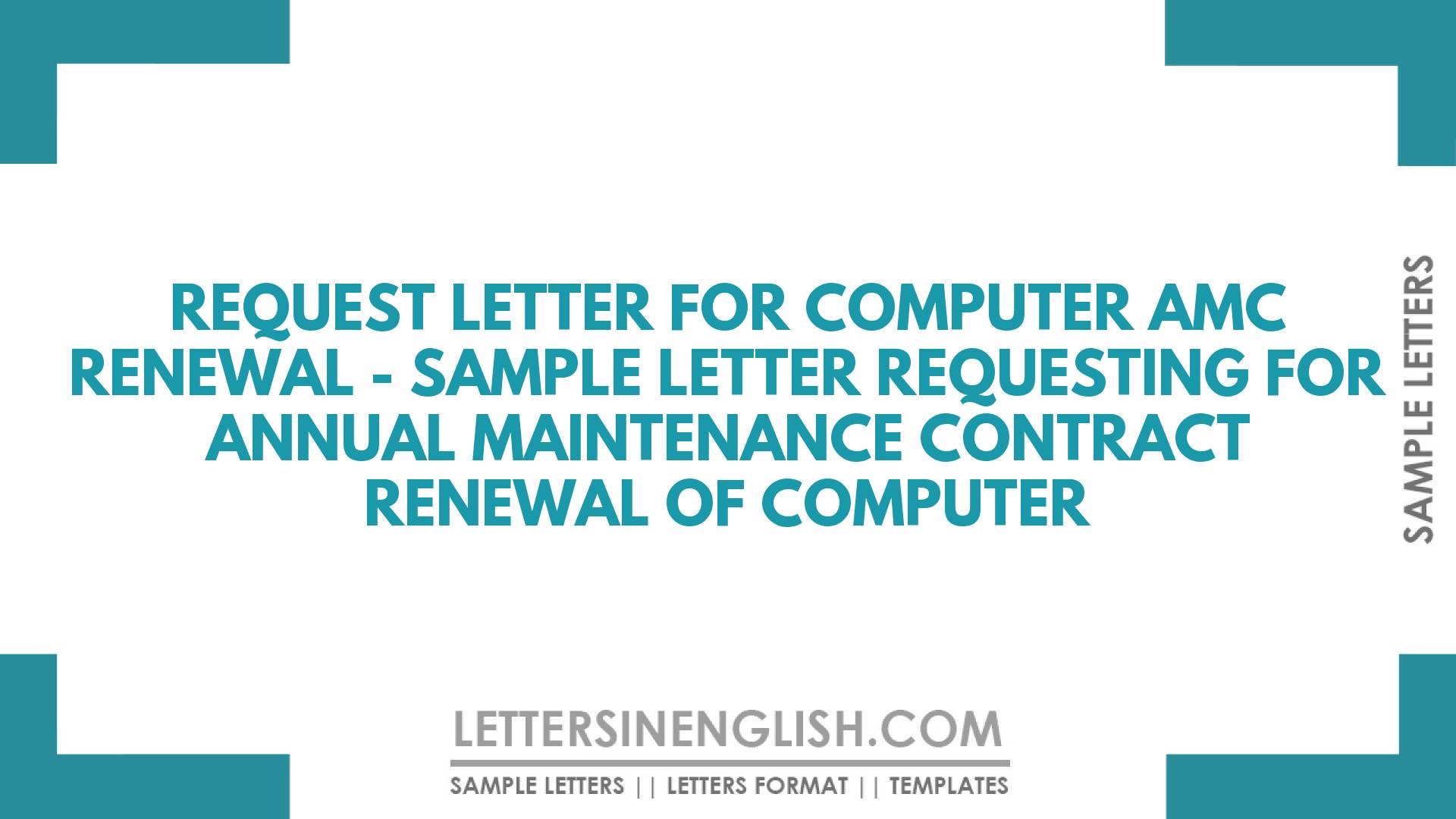 Request Letter for Computer AMC Renewal - Sample Letter Requesting for ...