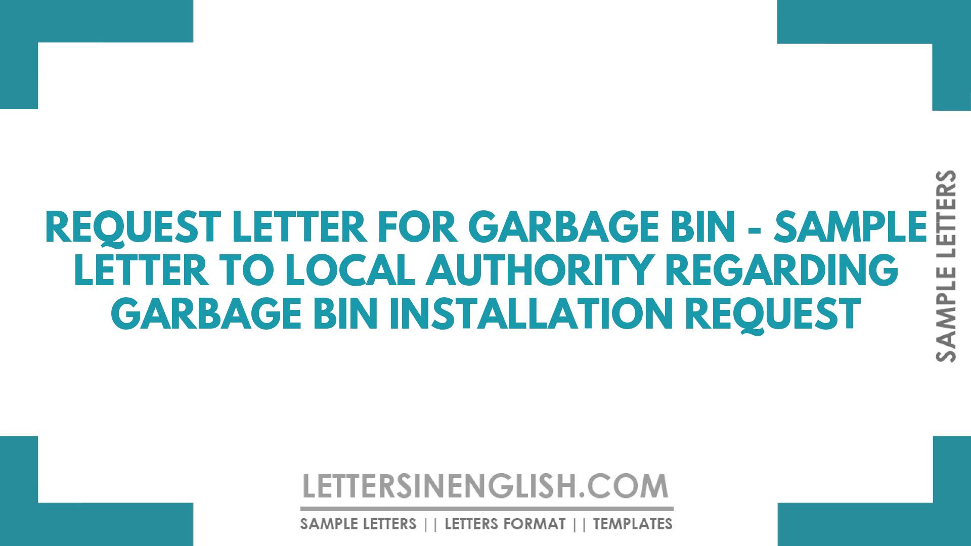 Request Letter For Garbage Bin Sample Request Letter To Local Authority Regarding Garbage Bin 