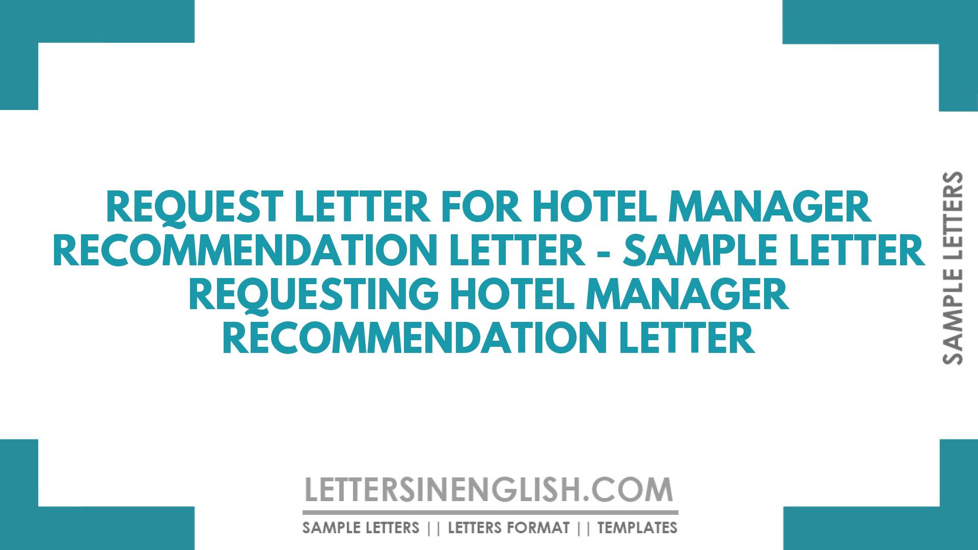 application letter to hotel manager