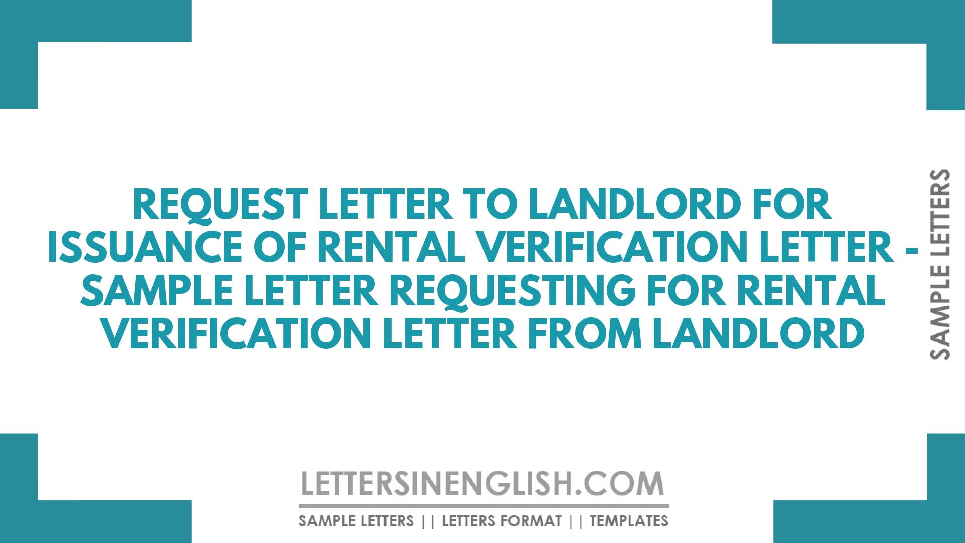 Request Letter to Landlord for Issuance of Rental Verification Letter ...