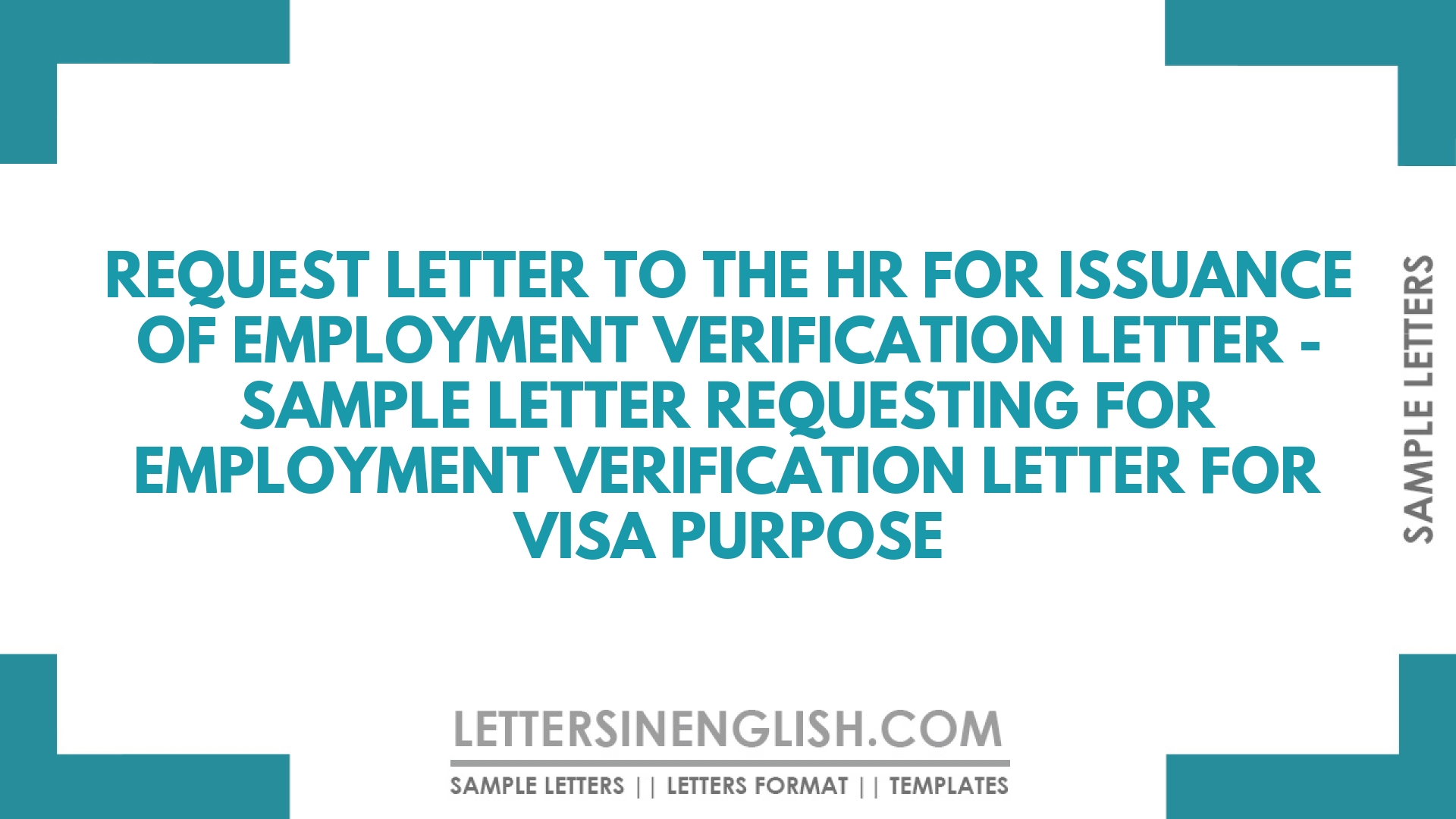 Request Letter To The Hr For Issuance Of Employment Verification Letter