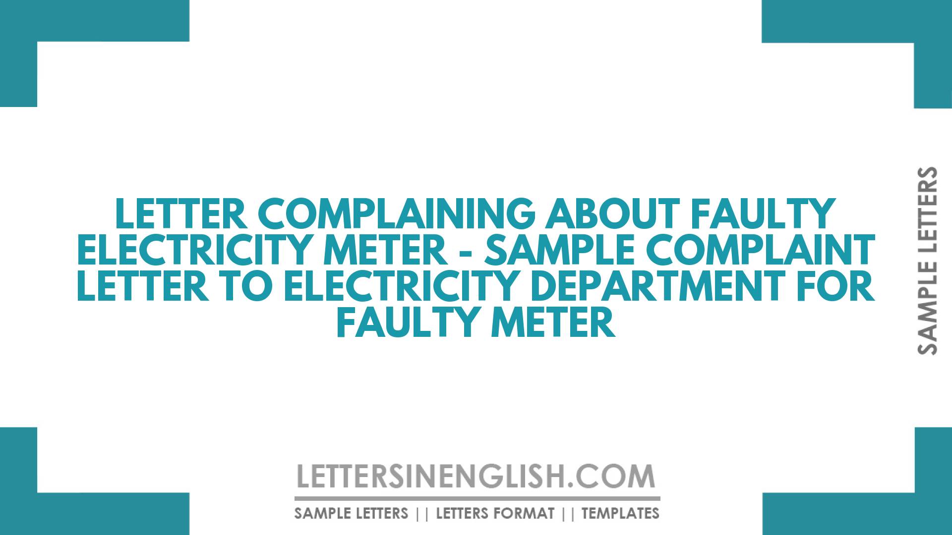 Complaint Letter For Electricity Meter Not Working